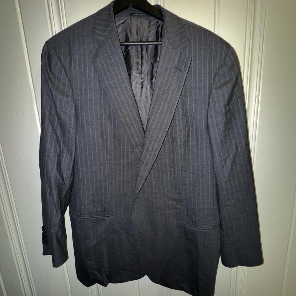 ERMENEGILDO ZEGNA Blazer 46R (56 EU) Gray Stripe